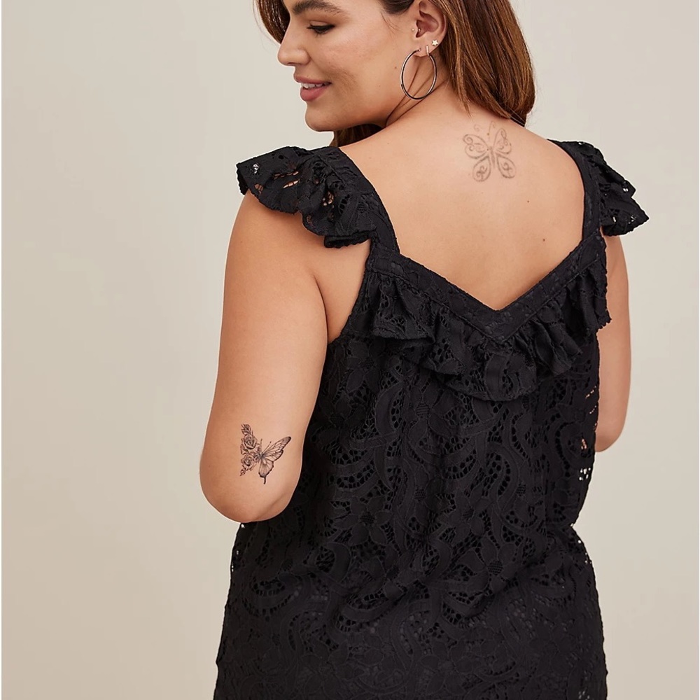 NWT Black Lace Ruffle Top - Picture 5 of 7